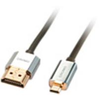 LINDY 41680 HDMI-kabel HDMI Aansluitkabel HDMI-A-stekker, HDMI-micro-D-stekker 0.50 m Grijs 4K UHD, OFC-kabel, Rond, Afgeschermd (dubbel), Extreem dun, - thumbnail