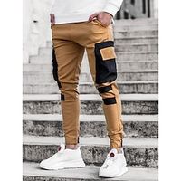 Voor heren Cargohosen Cargo-broek Broek Lapwerk Trekkoord Elastische taille Kleurenblok Buitensporten Alledaagse kleding Streetwear Sportief Slank Zwart Wit Lightinthebox