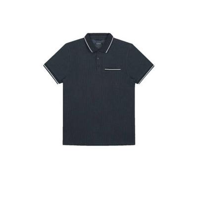 Dstrezzed slim fit polo met all over print donkerblauw