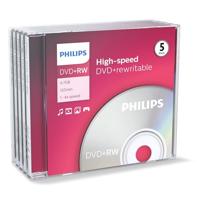 Philips DVD+RW High-speed (4.7 GB / 120 minuten video, 1-4x snelheid, 5 stuks Jewel Case, herschrijfbaar / overschrijfbaar)