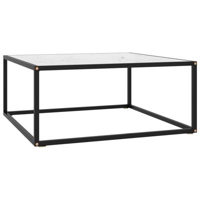 vidaXL Salontafel met wit marmerglas 80x80x35 cm zwart vidaXL Salontafel met wit marmerglas 80x80x35 cm zwart