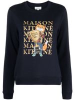 Maison Kitsuné sweat en coton à logo imprimé - Bleu