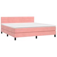 vidaXL Boxspring met matras en LED fluweel roze 180x200 cm, bed, boxspringbed, tweepersoonsbed, slaapmeubel, boxspring bed, bed met matras, bedframe