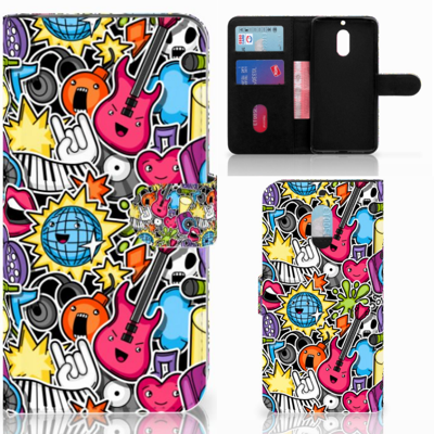 Nokia 6 Wallet Case met Pasjes Punk Rock Nokia 6 Wallet Case met Pasjes Punk Rock
