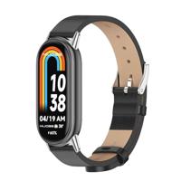 By Qubix - PU leren bandje - Zwart - Compatible met Xiaomi Smart Band 8 & 9 - Compatible Xiaomi bandje