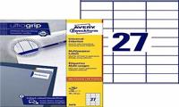 AVERY Zweckform 3479 Universele etiketten (2.700 zelfklevende etiketten, 70 x 32 mm op A4, mat papier, individueel bedrukbaar, zelfklevende stickers met ultragrip), 100 vellen, wit