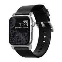 Nomad Modern Strap for Apple Watch 44mm/42mm | Black Horween Leather | Silver Hardware