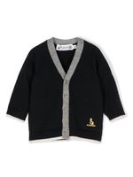 Bonpoint logo-embroidered wool cardigan - Bleu