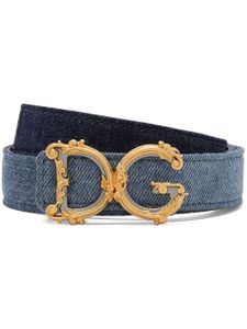 Dolce & Gabbana ceinture en jean à plaque logo - Bleu