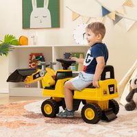 Graafmachine voor Kinderen Bulldozer Vrachtwagen met Verstelbare Bak Claxon Veilige Rugleuning & Anti-Slip Banden Geel - thumbnail