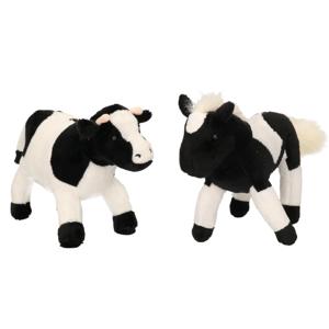 Pluche knuffel boerderijdieren set Koe en Paard van 22 cm