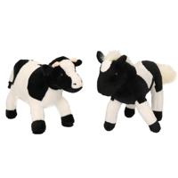 Pluche knuffel boerderijdieren set Koe en Paard van 22 cm - thumbnail