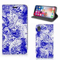 Mobiel BookCase Apple iPhone Xr Angel Skull Blauw - thumbnail