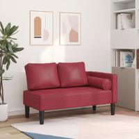 Chaise longue met kussens kunstleer wijnrood - thumbnail