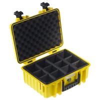 B&W Outdoor Transportkoffer, type 4000, geel met variabele vakindeling, waterdicht conform IP67-certificering, stofdicht, onbreekbaar en onverwoestbaar