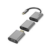 Hama Adapterset, 6-in-1 hub met USB-C (USB C-adapter met mini-DisplayPort, HDMI™, VGA voor pc, notebook, tablet, tv of beamer, Ultra HD bioscoopkwaliteit 4K, compatibel met Thunderbolt) aluminium
