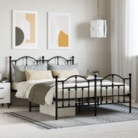 Bedframe met hoofd- en voeteneinde metaal zwart 150x200 cm - thumbnail