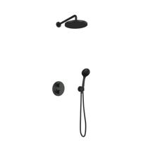 Hotbath Get Together doucheset met thermostatische 2-weg-omstel met 3 standen-handdouche, 30 cm hoofddouche, mat zwart