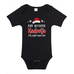 Bellatio Decorations kerst baby rompertje - Kadootje - zwart - Kerstdiner cadeau 92 (18-24 maanden)  -