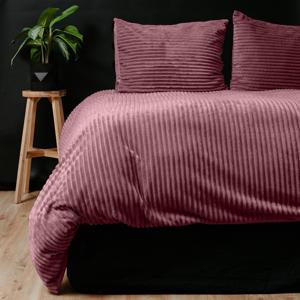 RoyalTextile - Rib Teddy Dekbedovertrek - Oud Roze - 140 x 220