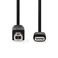 Nedis USB-Kabel | USB 2.0 | USB-C Male | USB-B Male | 480 Mbps | Vernikkeld | 1.00 m | Rond | PVC | Zwart | Label - CCGL60650BK10