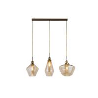 Searchlight Hanglamp Glas Mia 3-lichts goud met amber glas 5424-3AB - thumbnail