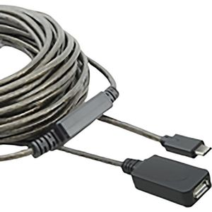 Renkforce USB-kabel USB 2.0 USB-C stekker, USB-A bus 10.00 m Zwart Actief met signaalversterking, Vergulde steekcontacten RF-5067256