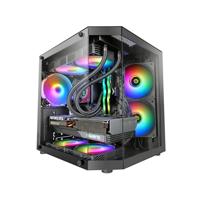 Mars Gaming MC-3TLITE, MicroATX Gaming Behuizing, Driedubbel Doorlopend Gehard Glas, Achterste FRGB Ventilator 120mm, Dubbelkamerstructuur, Compacte Mini Tower PC met Grote Interne Capaciteit, Zwart
