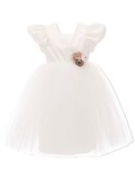 Tulleen robe en tulle à fleurs appliquées - Blanc