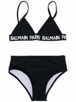 Balmain Kids bikini triangle à bande logo - Noir - thumbnail