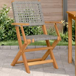 Tuinstoelen 2 st massief acaciahout en poly rattan grijs