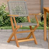 Tuinstoelen 2 st massief acaciahout en poly rattan grijs - thumbnail