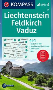 Wandelkaart 21 Liechtenstein - Feldkirch - Vaduz | Kompass