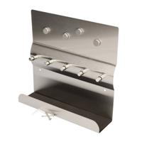 Sleutelrekje met 5 haakjes en magneetjes - zilver - 25 x 24 cm - rvs - Sleutelkastjes