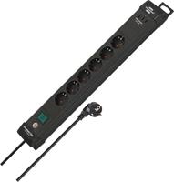 Brennenstuhl Premium-Line stekkerdoos 6-voudig met 2x USB C PD 65W en USB A 18W (Made in Germany, verdeeldoos met schakelaar en 3m kabel, stekkerblok voor wandmontage) zwart