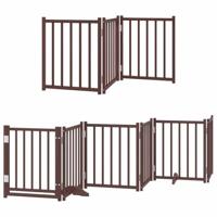 vidaXL Hondenhek inklapbaar 9 panelen 450 cm populierenhout bruin