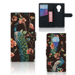 Nokia 5.3 Telefoonhoesje met Pasjes Pauw met Bloemen