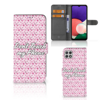 Samsung Galaxy A22 5G Portemonnee Hoesje Flowers Pink DTMP - thumbnail