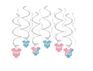 Hangdecoratie Swirls Rompertjes Gender Reveal (12st)