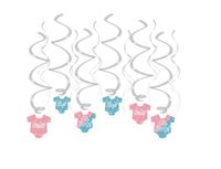 Hangdecoratie Swirls Rompertjes Gender Reveal (12st)