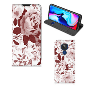 Bookcase Motorola Moto G9 Play Watercolor Flowers