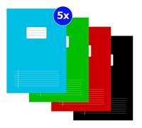 Schulschrift 400094585 notitieboekje gelinieerd pak van 5 4 kleuren A4 met rand 80 pagina's 70g flexibele kartonnen deksel