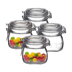 Voorraad/weckpot - 4x - transparant - glas - 10 x 10 cm - 500 ml - Bormioli Rocco