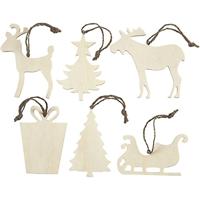 Ornamenten, grootte 7-9 cm, dikte 4 cm, multiplex, 6asstd