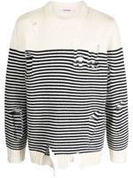 Charles Jeffrey Loverboy pull rayé à col rond - Blanc