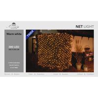 Kerstverlichting lichtnet met timer 384 lampjes warm wit 3 x 3 m - thumbnail