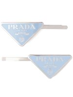 Prada lot de deux barrettes à logo triangulaire - Bleu - thumbnail