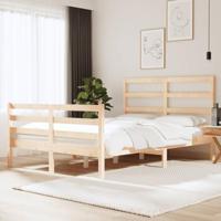 vidaXL Bedframe massief grenenhout 135x190 cm, bed, ledikant, massief houten bedframe, bedbodem, bed frame, slaapmeubel, tweepersoonsbed, bedden