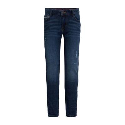 WE Fashion Blue Ridge slim fit jeans Levi Dragon met slijtage dark denim WE Fashion Blue Ridge slim fit jeans Levi Dragon met slijtage dark denim