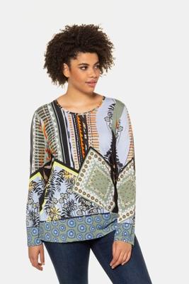 Ulla Popken Shirt, A-lijn, patchlook, lange mouwen - Grote Maten Ulla Popken Shirt, A-lijn, patchlook, lange mouwen - Grote Maten